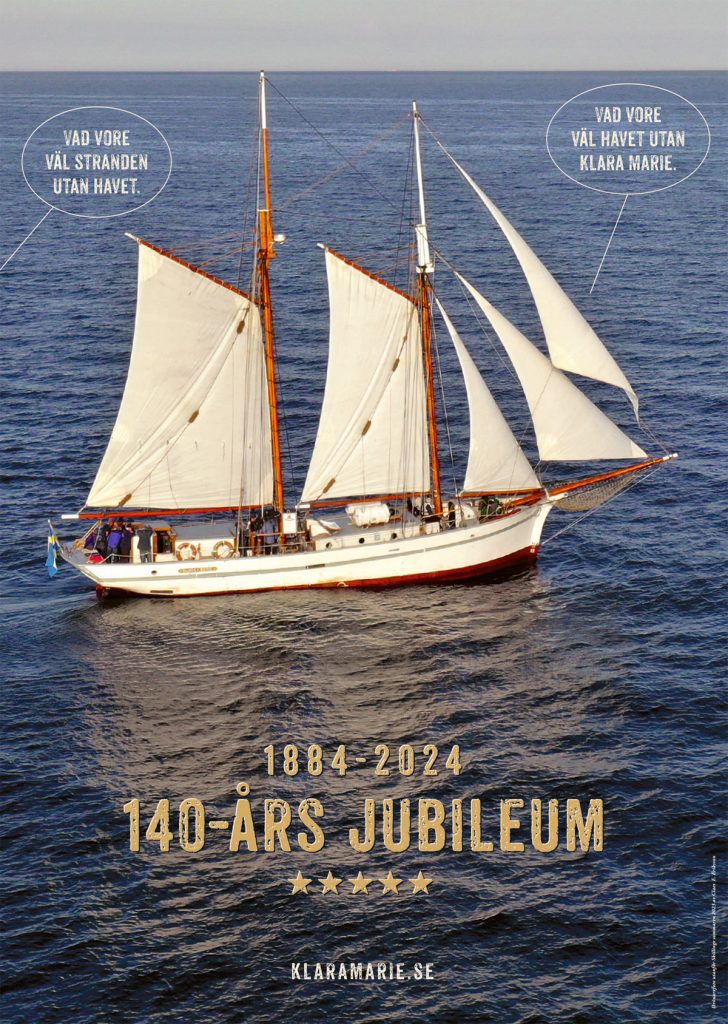 affisch med Klara Marie firar 140-års jubileum med fortsatt kulturarvsarbete på Östersjön