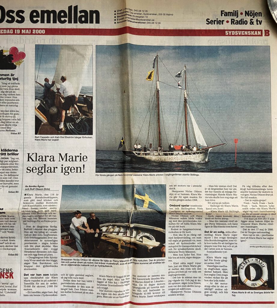 Klara Marie premiärtur Sydsvenskan 18 maj 2000
